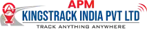 Logo for apm-kingstrack featuring red and white text on a dark background.