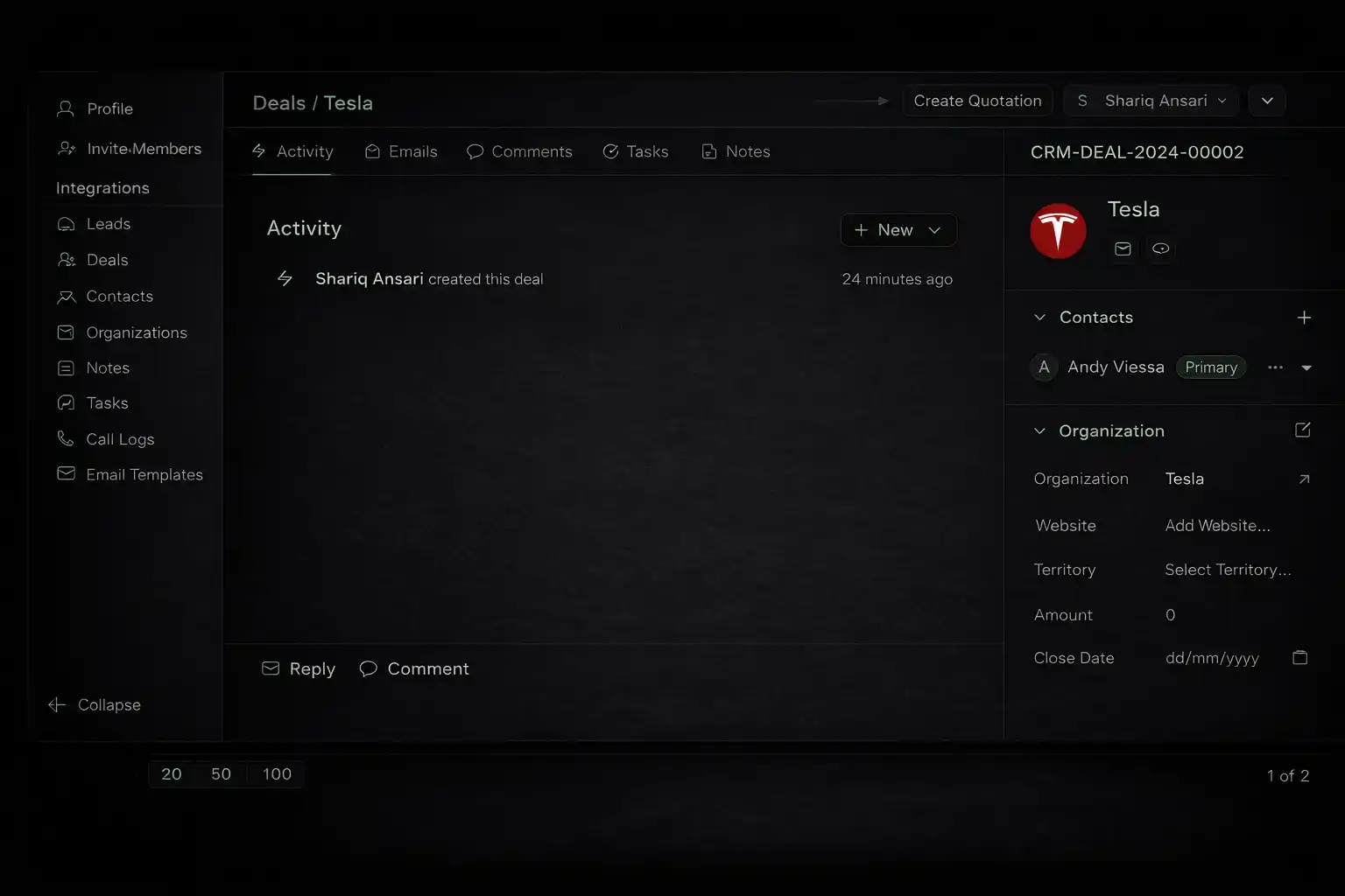 Sleek quotation-erp-customization-services-dark interface for generating professional business quotes within a secure dark-mode environment.